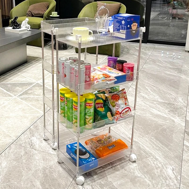 Mobile Storage Rack Trolley Organizer With Wheels Acrylic Narrow Slit Storage Cabinet Bathroom Home Multi-layer Organizer 6