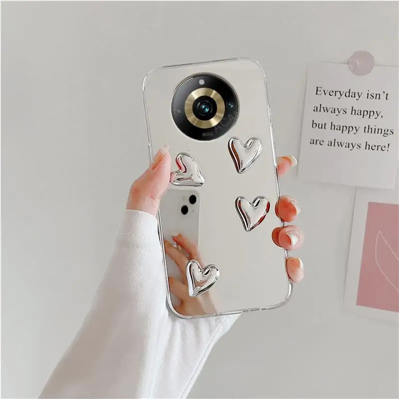 Per Oppo Realme 11 Pro Plus Gt Neo 3T 3 2 Glossy 3D Love Heart Mirror Phone Case Neo3 Cover