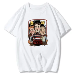 Monster House Cartoon Print Harajuku Kawaii Retro Unisex T - shirt - S (White)