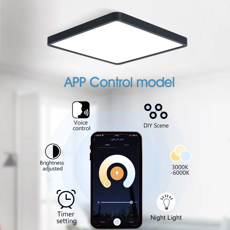 LED Ceiling Light Smart Tuya LED Ceiling Lamp App Voice Control 36w 24w with Remote control Dimmable Square Ceiling Lights CCT Living Room Bedroom ceiling light