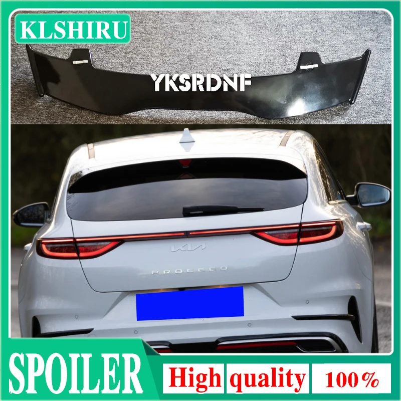 High Quality ABS Material For KIA Pro Ceed 2019-2021 Spoiler Carbon Fiber  Look Hatchback Roof Rear Wing Body Kit Accessories