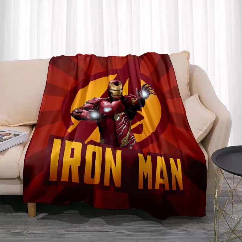 

Marvel Comics Iron Man Cartoon Room Warm Blanket Comfortable Soft Portable Travel Picnic Blanket Gift for Family or Friends