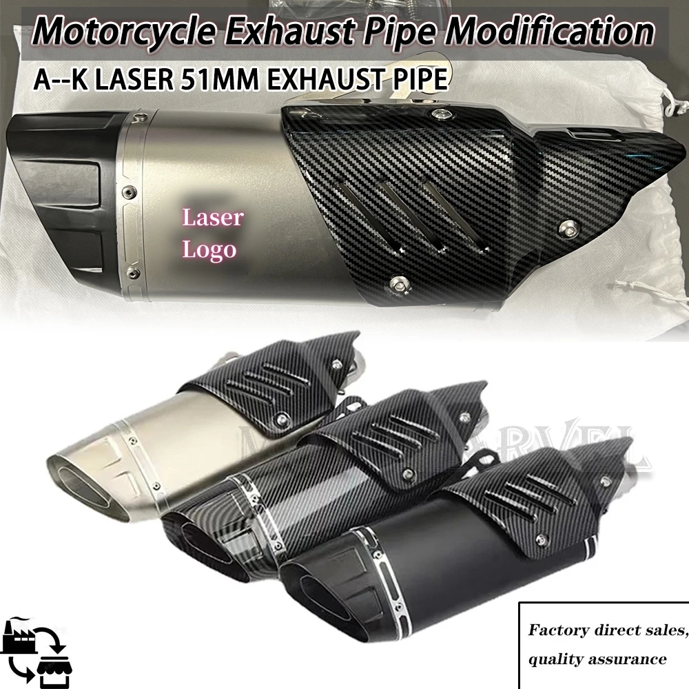 

51mm Universal Escape Moto A-K Exhaust Motorcycle Pipe Muffler Bicycle For HONDA CBR650F CBR300 Z250 Z400 Z900 Z800 R3 R6