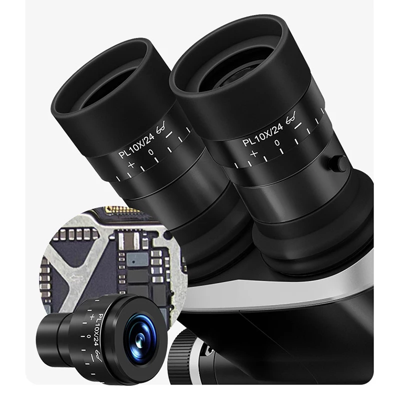 SUNSHINE 71 울트라 삼안 현미경 0.65X-5.5X 줌 PL10X/24 조절 가능한 접안렌즈 PCB 수리 정밀 검사 도구