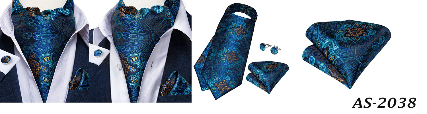 Jacquard Männer Plaid Ascots Mode Paisley Krawatten Hochzeit Formale Krawatte Ascot Britischen Gentleman Weiche Polyester Luxus Grau Krawatte – Detail 19