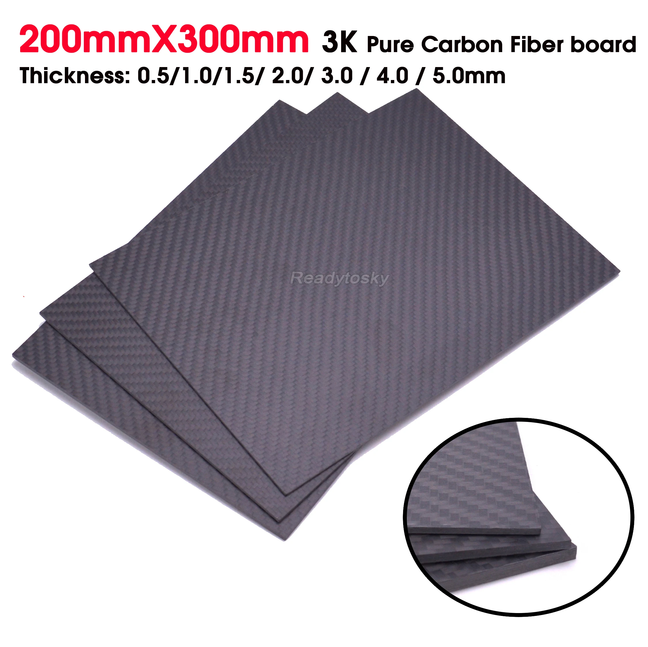 Carbon Platte QUARKZMAN Carbonfaserplatten 240 X 240 X 2mm Glänzende 3K Carbon Pertinax Platte