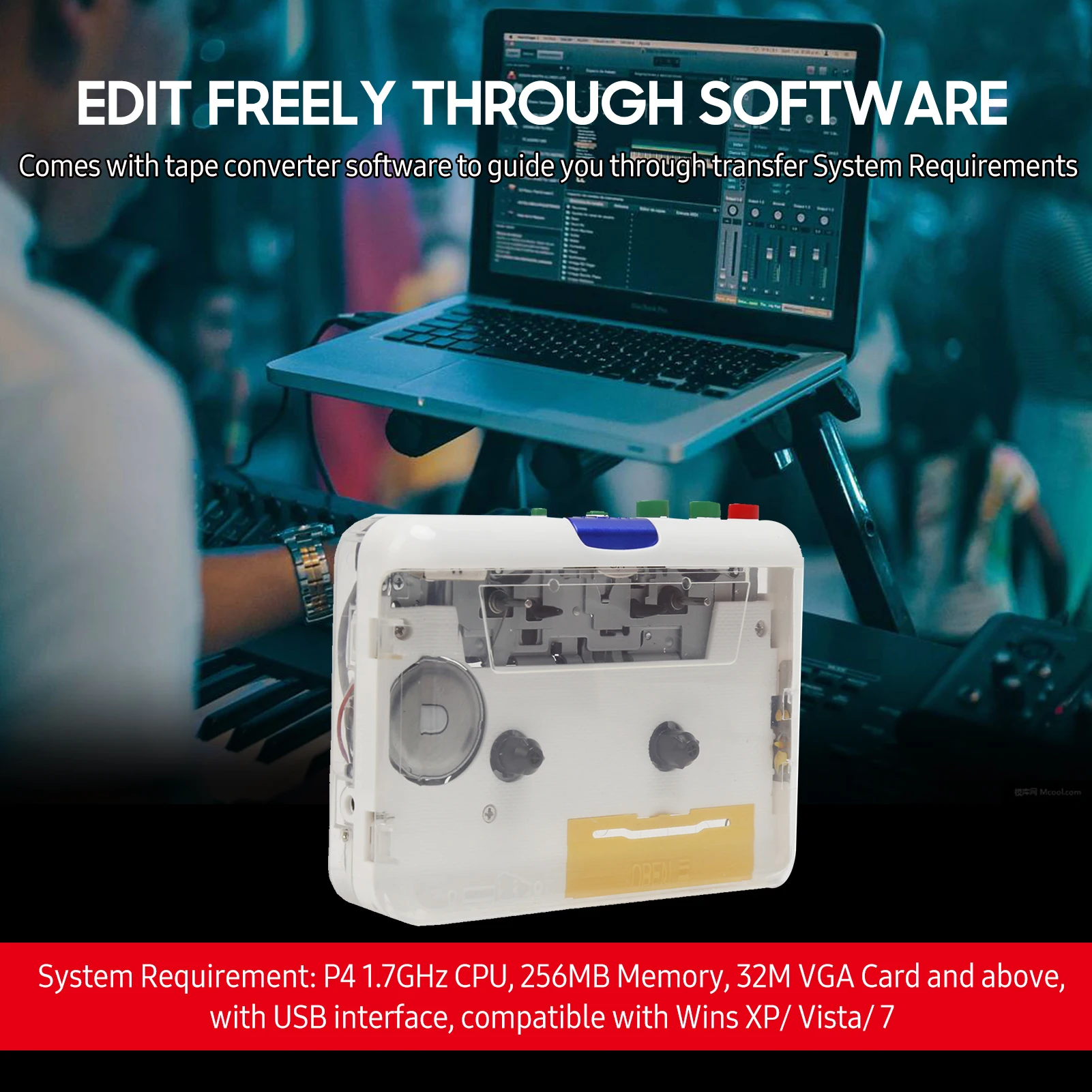 TON010S Portable Cassette to MP3 Player Mini USB Tape Player MP3 Converter 3.5mm AUX Input Software CD Cassette