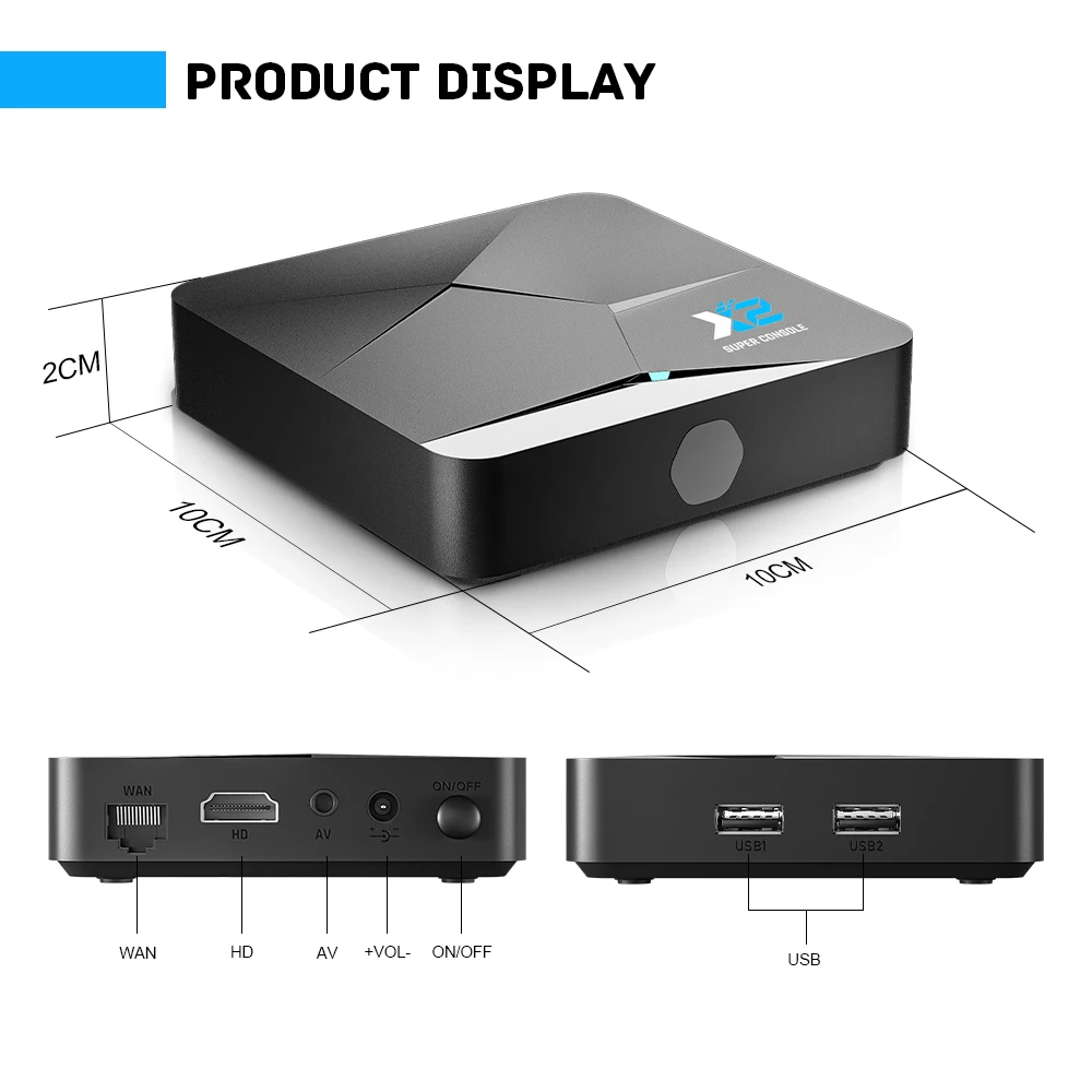 KINHANK Super Console X2 Retro Game Console 60000 Video Games 60 Emulators Compatible PSP/PS1/DC/SS Android TV Box Kid Gift