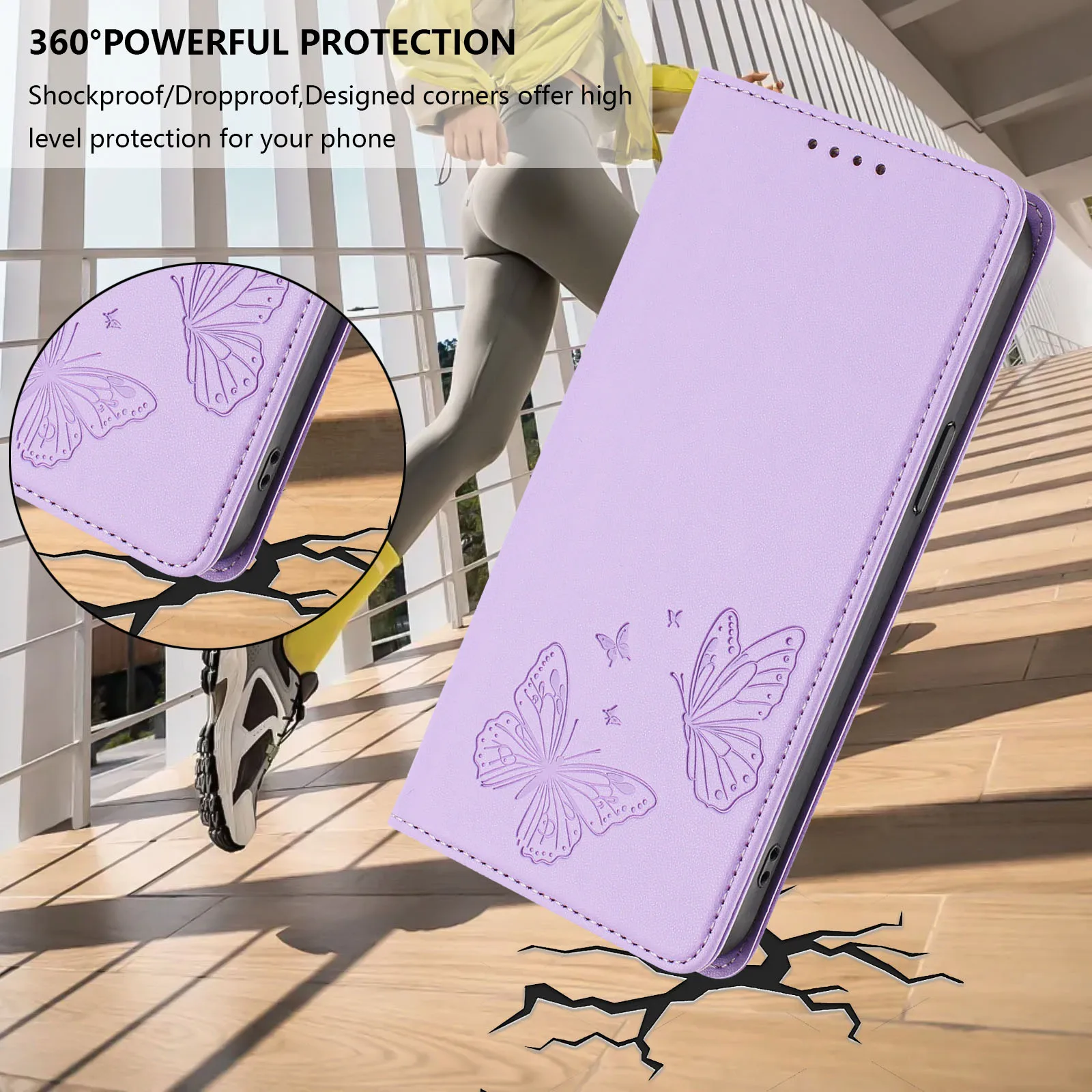 3D Butterfly Magnetic Leather Flip Phone Case