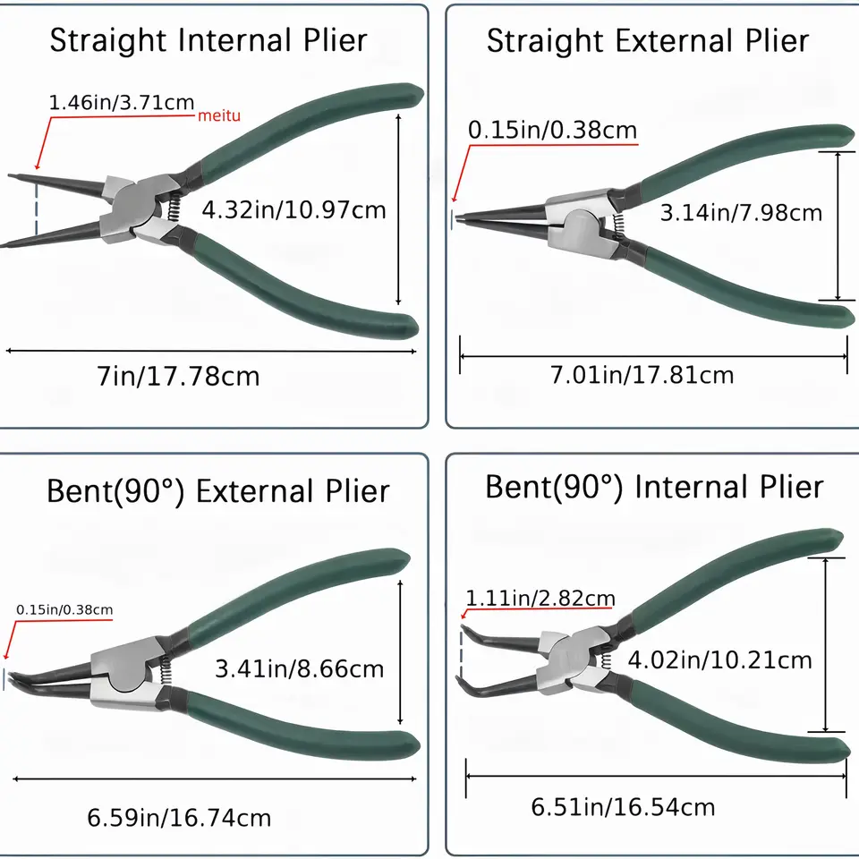 4pcs Multifunctional Circlip Pliers Set, Internal & External Retaining Ring Pliers for Industrial & DIY Use image 4
