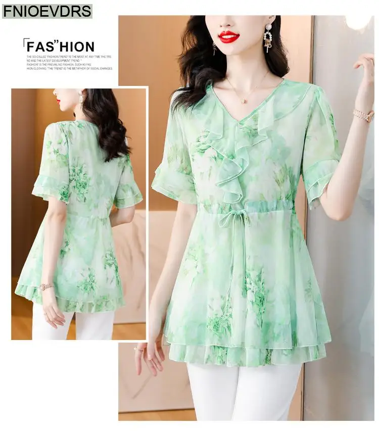 L-5XL Loose Clothes 2023 Women European Fashion Elegant Office Lady Work Ruffles Shirt Casual Tunic Peplum Tops And Blouses