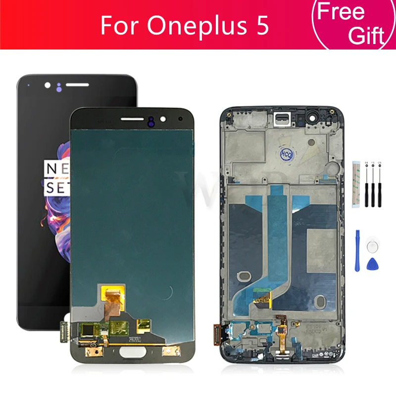 

For Oneplus 5 Lcd Display Touch Screen Digitizer Assembly With Frame For OnePlus 5 Dispaly A5000 Screen Replacement Repair 5.5"