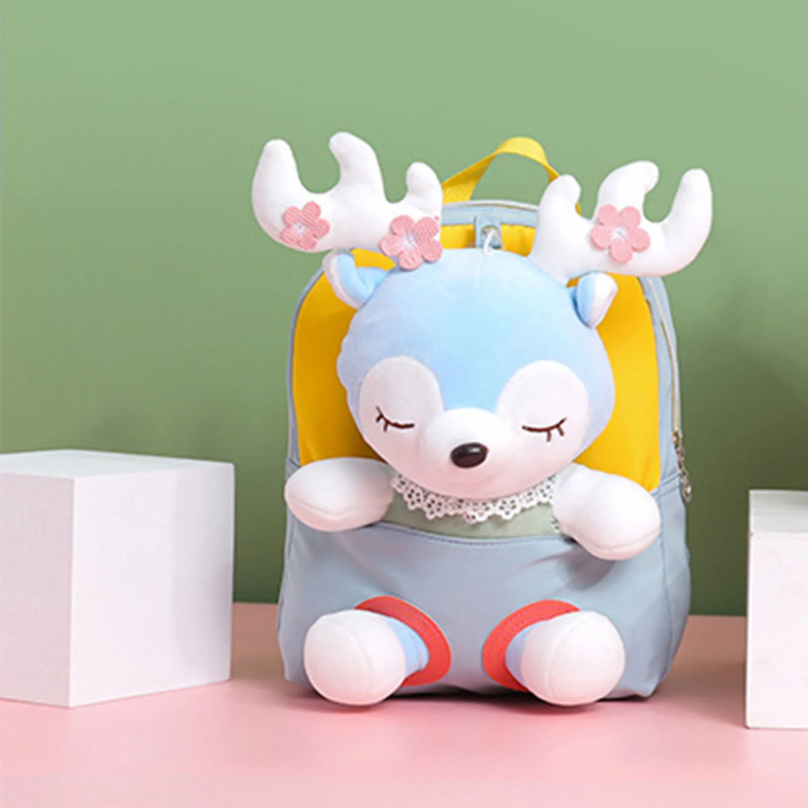 Toddler Preschool Cute Backpack Large Capacity Plush Elk Bookbags with Soft Handle for Bottles Pencils A4 Textbooks 2