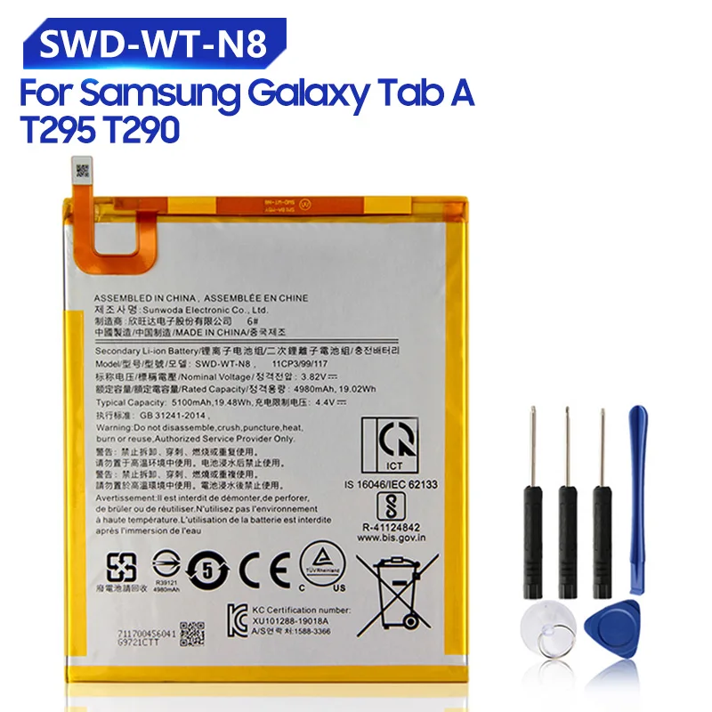 เปลี่ยนแบตเตอรี่ SWD WT N8สำหรับ Samsung Galaxy Tab A T295 T290ชาร์จ