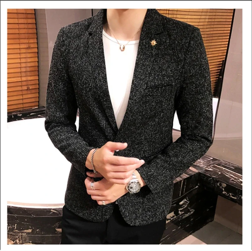 New Boutique Men's Solid Color British Style Fashion Casual Business Job Interview Gentleman Party Best Man Dress Suit Blazer