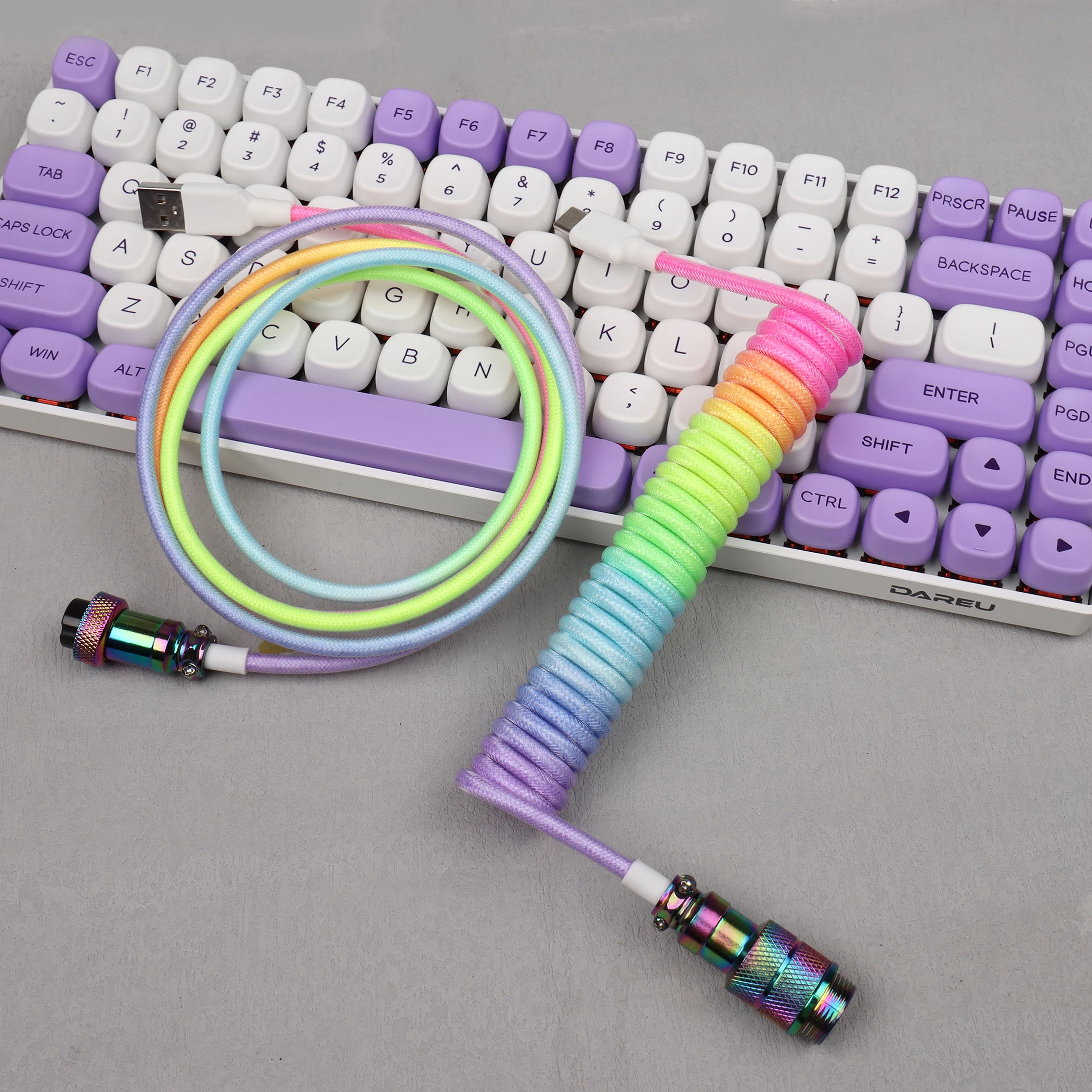 Usb Cabo Enrolado tipo c Teclado Mecânico Cabo Aviador Custom Desktop Computer Aviation Connector Cabo Paracord Lano-gx16
