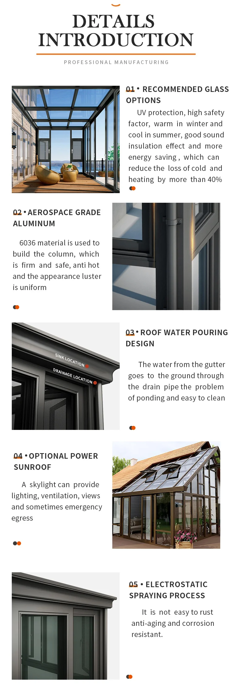 Description Picture 4 of itemHigh quality glass house prefabricated house triangle balcony house garden room