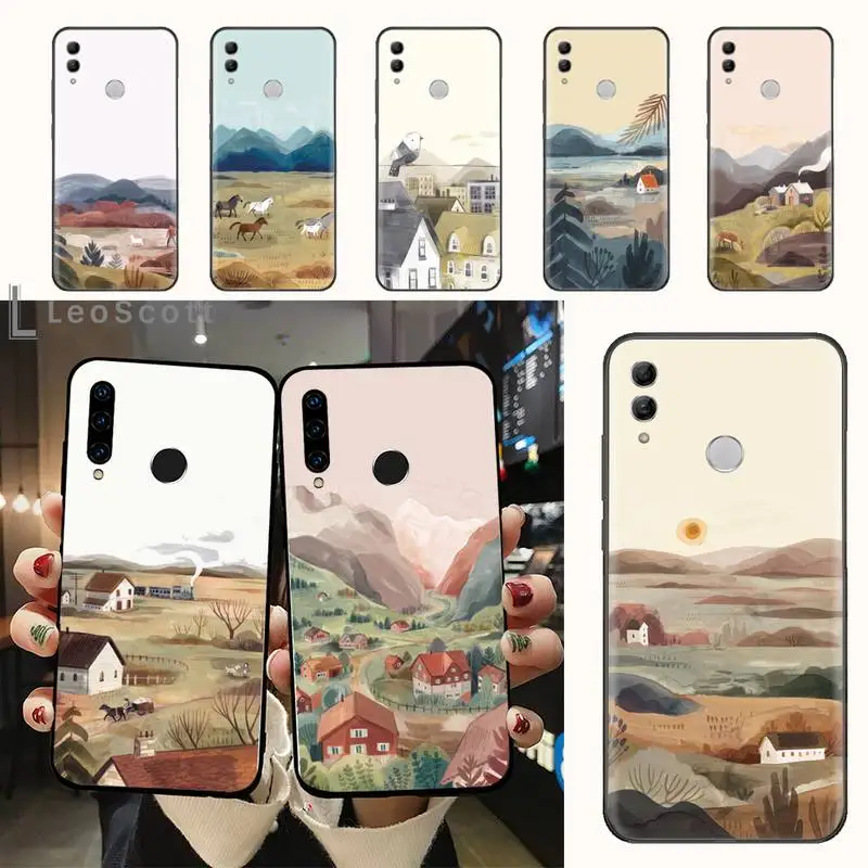 Pittura Ad Acquerello Paesaggio Illustrazione Arte Cassa Del Telefono Per Huawei Honor Mate 30 40 50 20 8 70 5 9 10 Pro P X I S Y Lite Nova