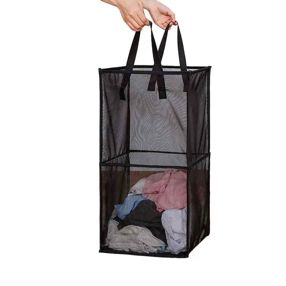 Laundry Bags Hamper Bag with Handles,Portable &Collapsible Dirty Clothes Mesh Basket Foldable for Washing Storage, Kids Room