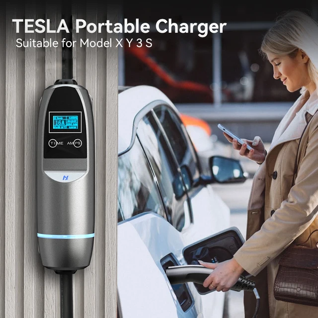 KHONS 電気自動車 EV充電 6A~16A電流調整可能 ポータブル（Khons Tesla 