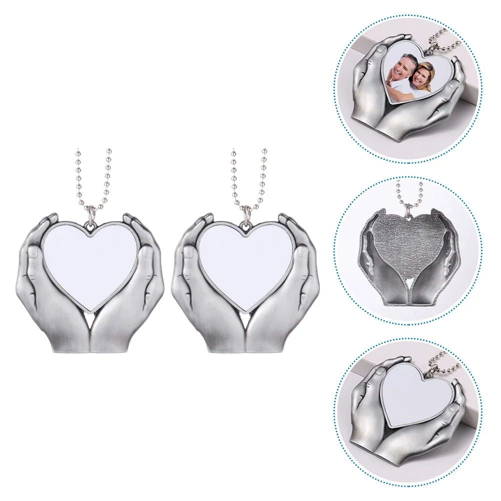 

Hands Hold Love Heart Hanging Pendant Decorative Household Car Hanging Ornament Valentine'S Day Metal Keychain For Gift