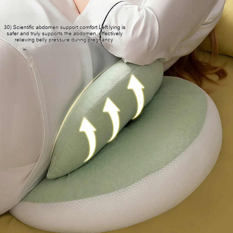 Portable and adjustable sleep pillow for pregnant women to support the abdomen, waist, and back