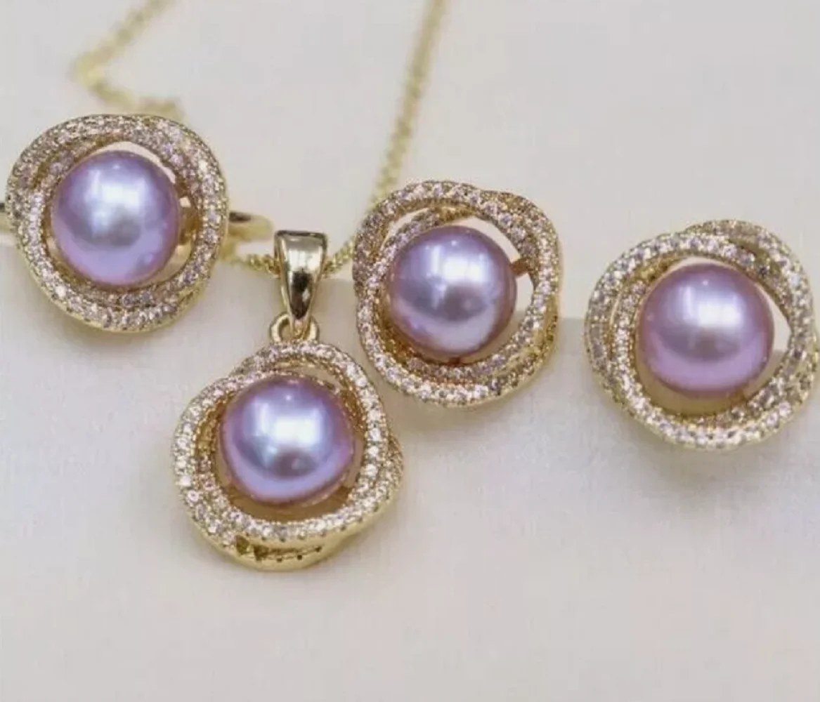 

Brand new gorgeous AAAA 8-9mm South Sea purple earrings round pearl pendant earring set 925s 9-10mm10-11mm 11-12mm 12-13mm