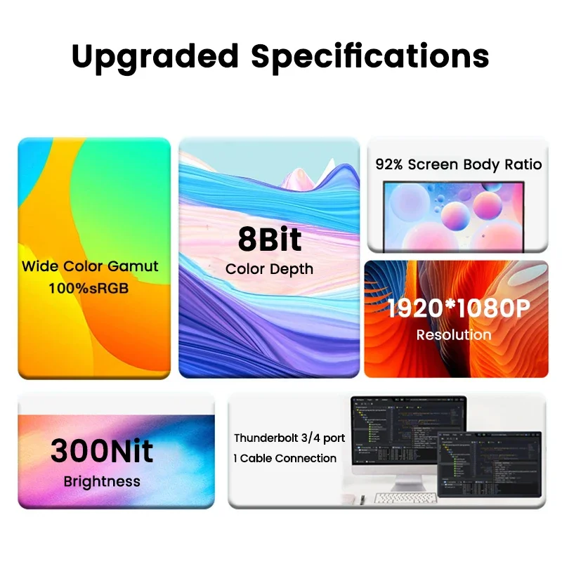 FHD 터치 스크린 휴대용 모니터, PC 노트북 Xbox Switch PS4/5 휴대폰용 모바일 디스플레이, 1920x1080P HDR 100% sRGB 300Nit, 15.6 인치