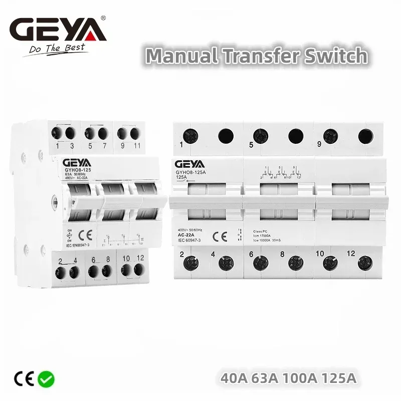 SALE GEYA GYHO8 1P~4P 40A 100A Dual Power Manual Transfer Isolating Switch Interlock Circuit Breaker Modular Changeover Switch
