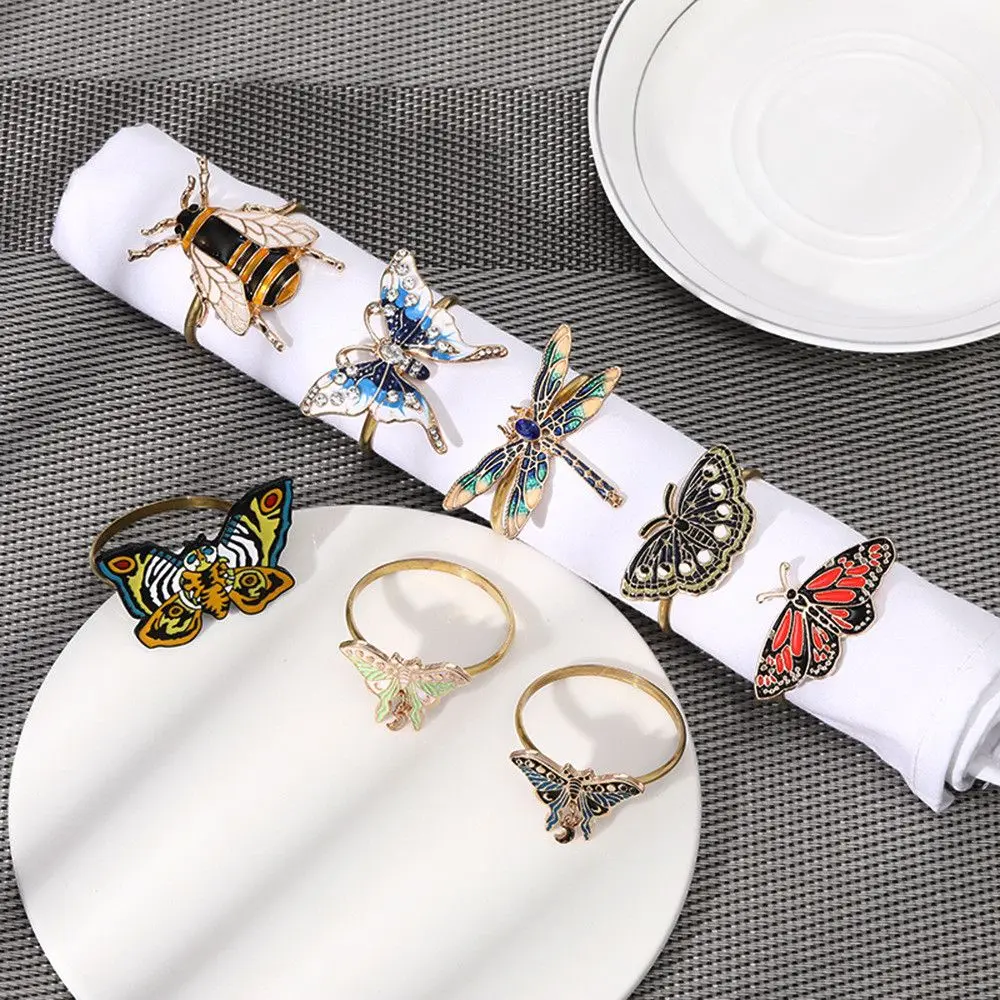 

Banquet Creative Bees Animal Shape Butterfly Hamburger Mouth Ring Table Decoration Wedding Supplies Napkin Ring