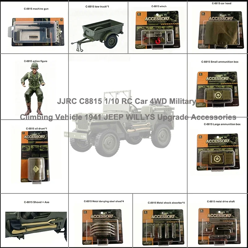 JJRC C8815 1/10 RC Car 4WD Military Climbing Vehicle 1941 JEEP WILLYS Upgrade Accessories Parts