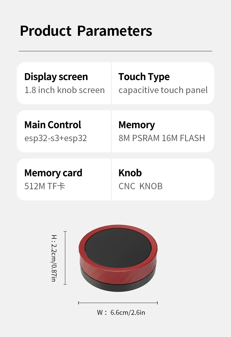ESP32 S3 1.8 Inch Knob Screen Development Board Support Pomodoro Timer BT Photo