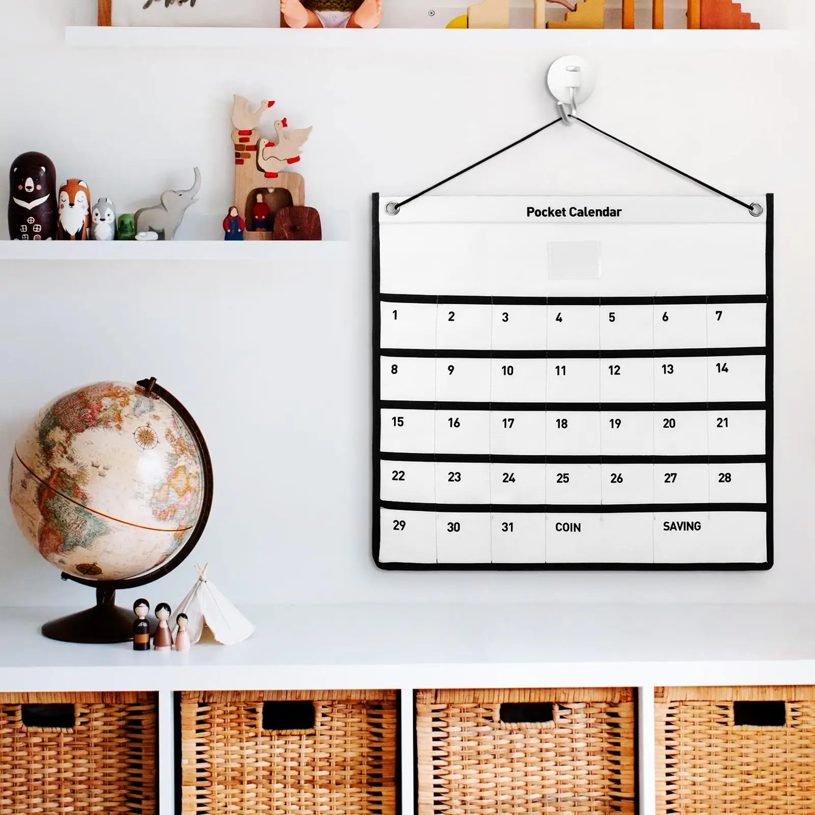 Calendar Storage Bag Wall Mounted Pouch Office Desk Bags Non-woven Fabric Hanging 6