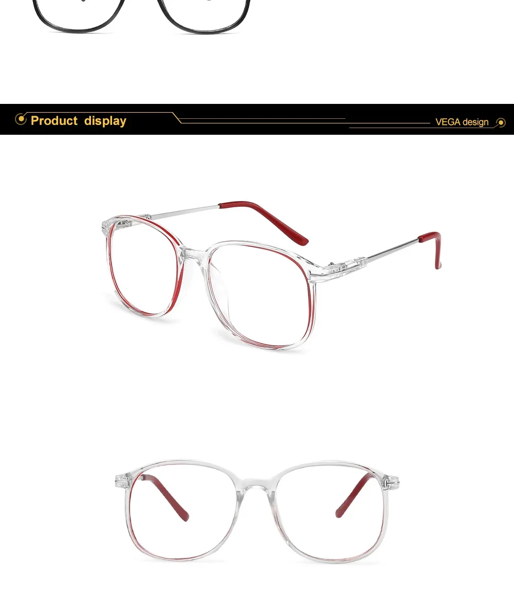 VEGA Eyewear Oval Transparent Glasses Frame Fashionable Leopard Spectacle Frame Eyeglass Frames for Women Mens VG251 (3)
