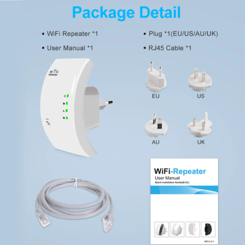 Wireless Wifi Extender Router Amplificador de Sinal Booster Repiter de Longo Alcance Access Point 300mbps - Imagem 3