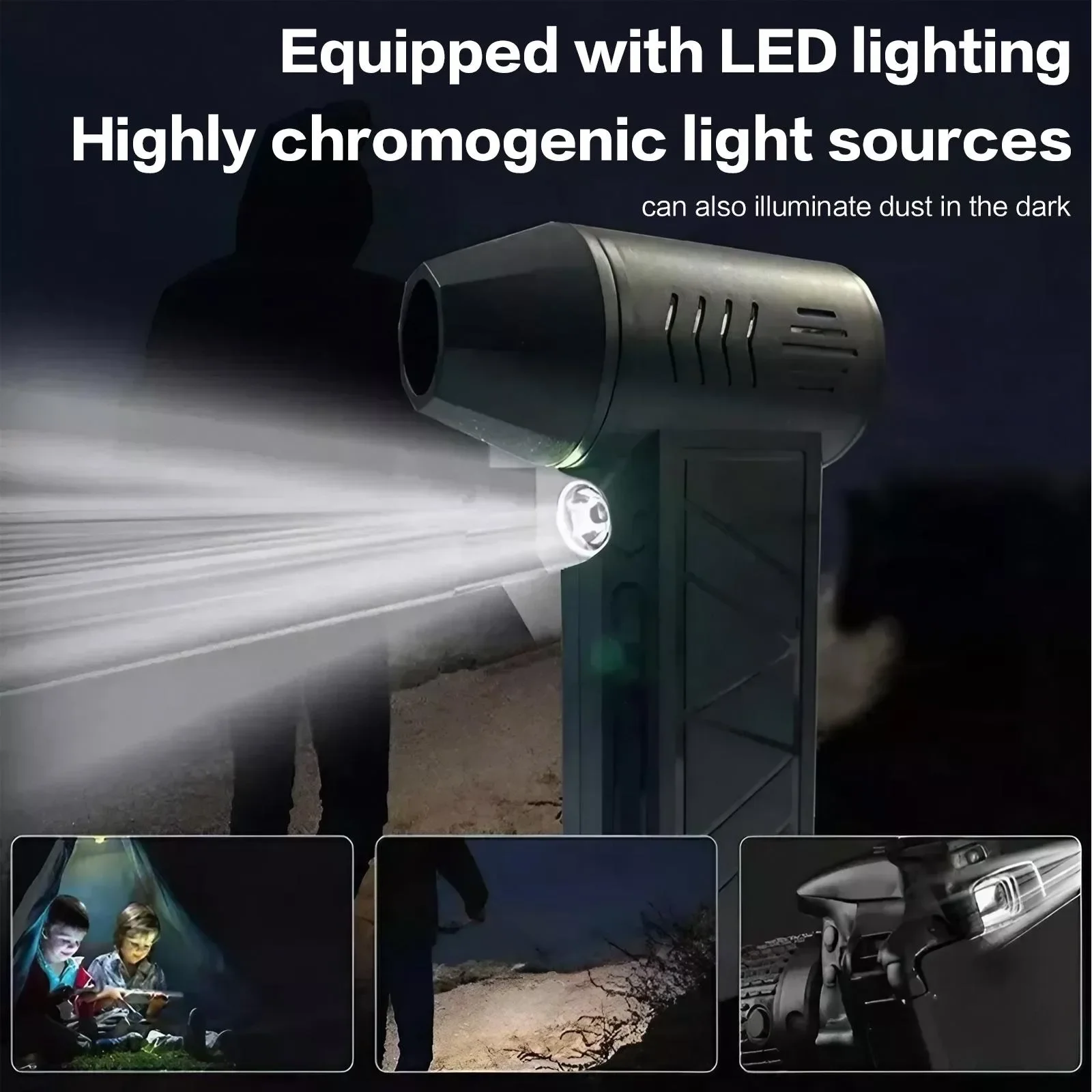 STONEGO 6000mAh Rechargeable 3-Speed Air Duster - 110000RPM Electric Cordless Jet Dry Blower with LED Light, Powerful Cleaning 4