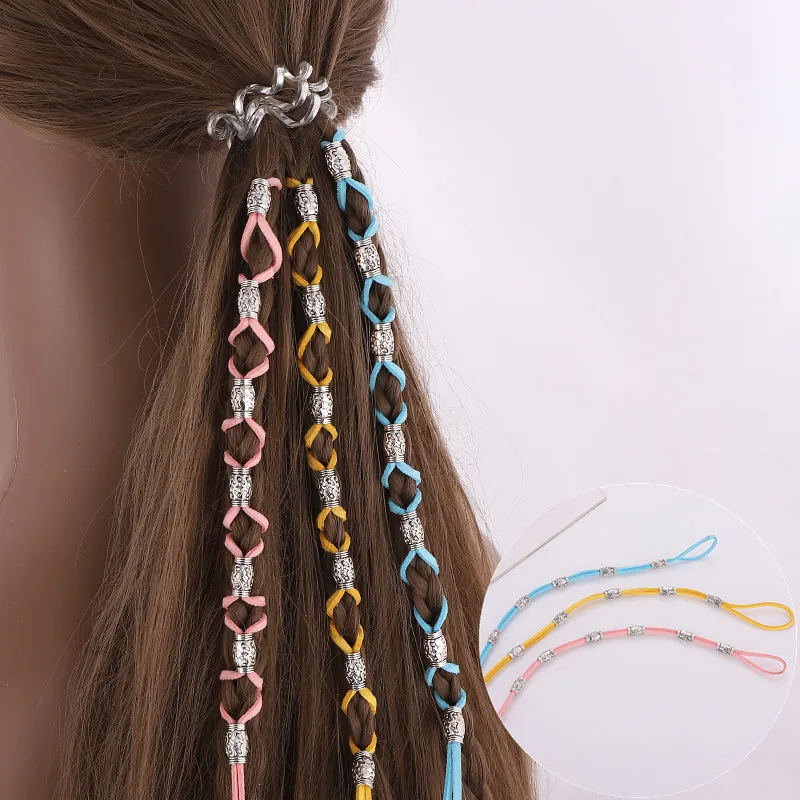 

70cm Reggae Braided Method Rope Beads For Women Girls Braid Braided Hair Tool Deer Velvet Hip-hop Holiday Style Hair Accessories
