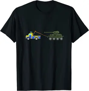 Tracteur Ukrainien Tirant Un Réservoir Dans La Ferme Drôle T-Shirt Men's 100% Cotton Casual T-shirts Loose Top Size S-3XL