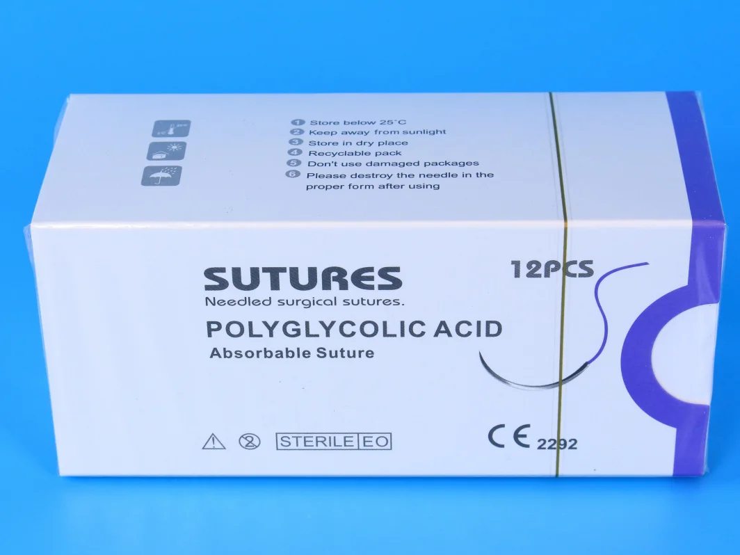 Veterinary PGA Sutures 90cm With Needle Sterile Polyglycolic Acid Animal Pet Use