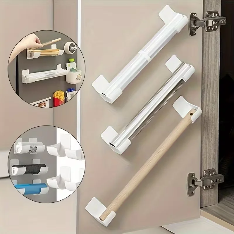 4PCS No-Drill Trash Bag Storage Rack Multi-Functional Kitchen Shelf Side Bracket for Efficient Space Utilization