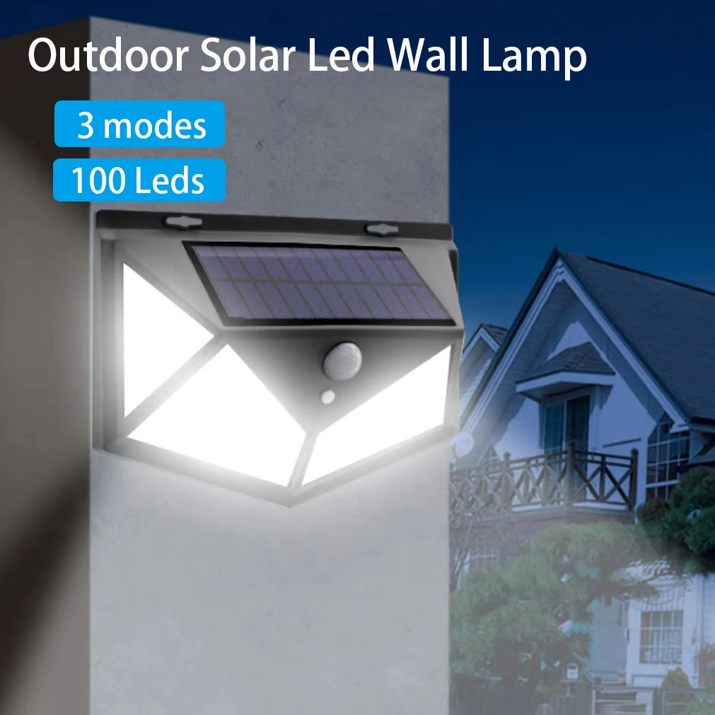 LED Solar Wall Lights Outdoor Waterproof Solar Lamp PIR Motion Sensor Garden Powered Sunlight Street Security Lighting 3 modes