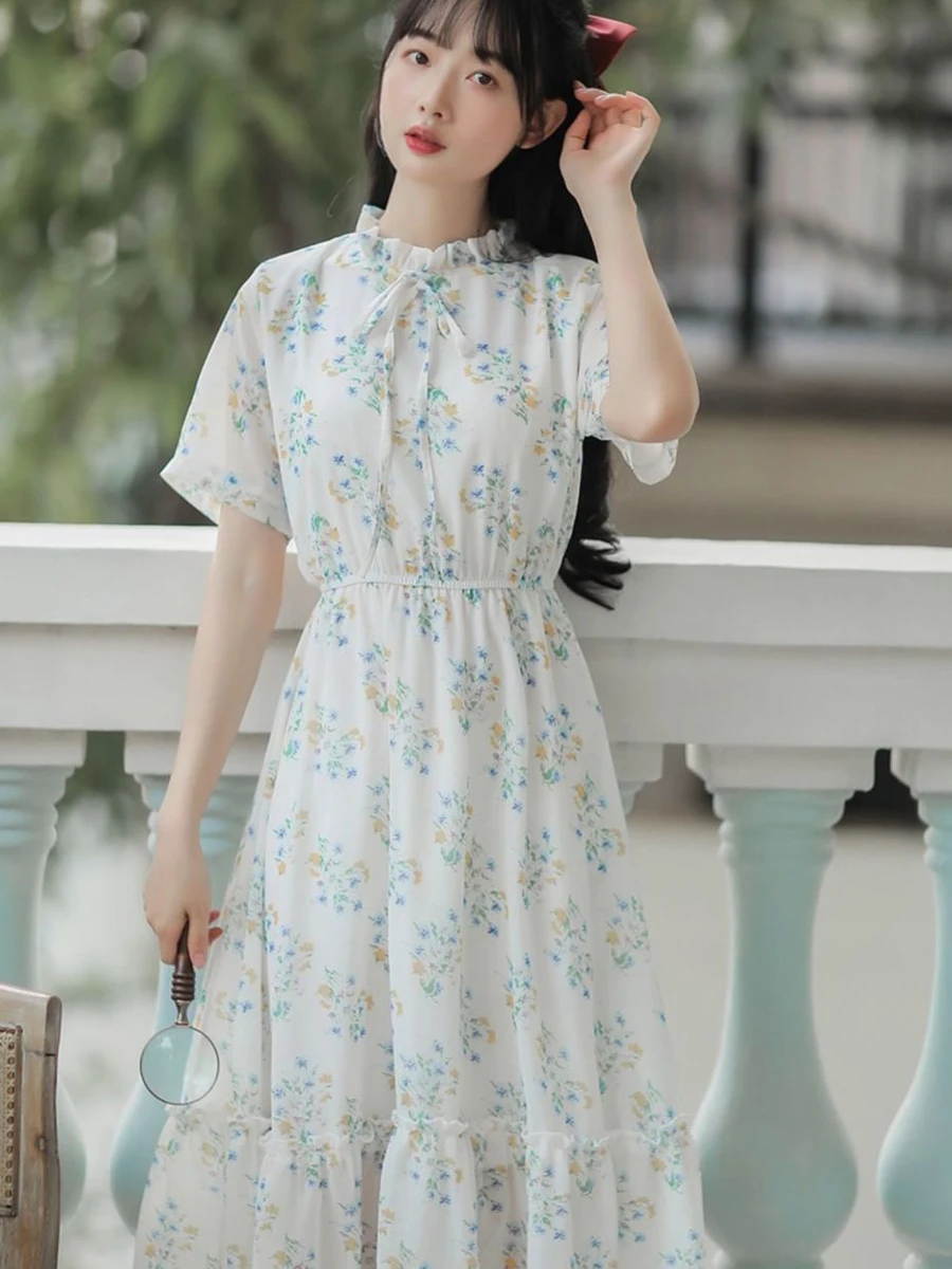 

Sall Frh Fraented Floer Ski Fren Ne Spring/Suer Sen Style Teperaent Seet iffon an Drs
