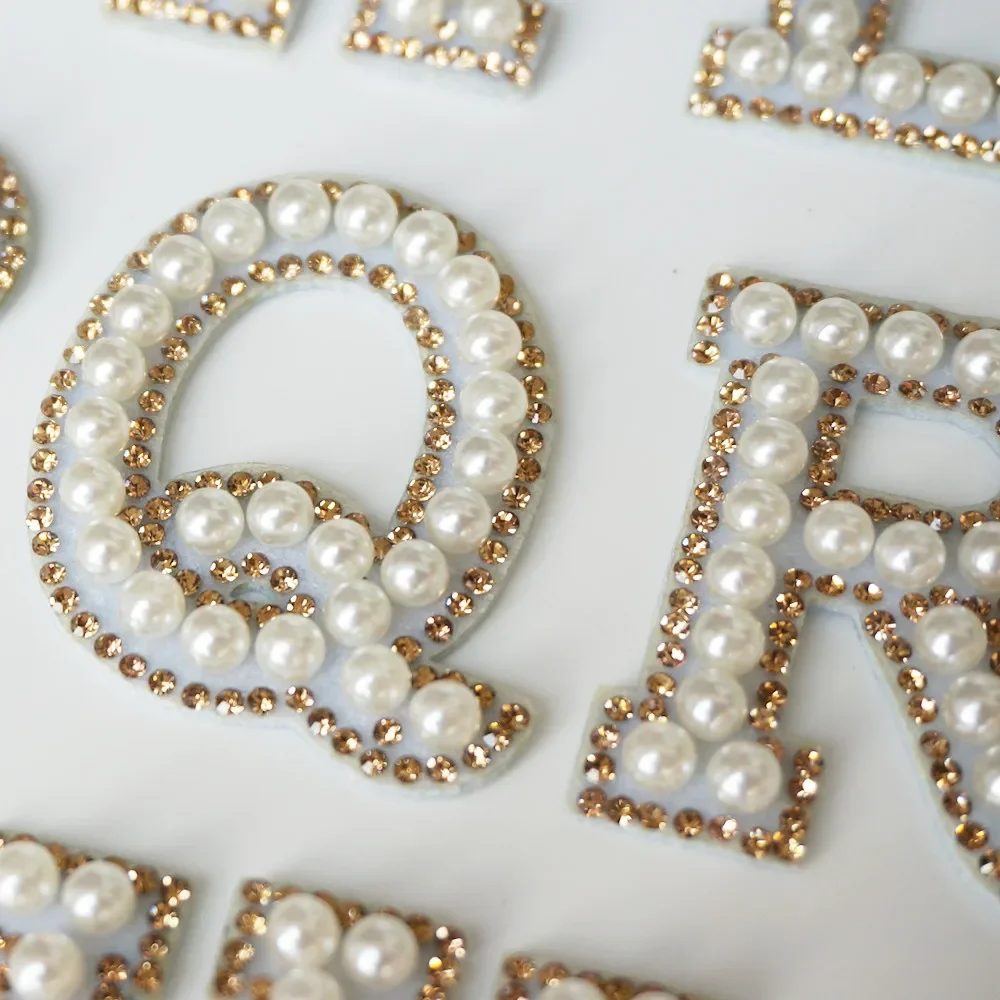 26Pcs Self-Adhesive Pearl Rhinestone Letter Patches A-Z - Glitter Alphabet For Clothes, Bags, DIY Crafts