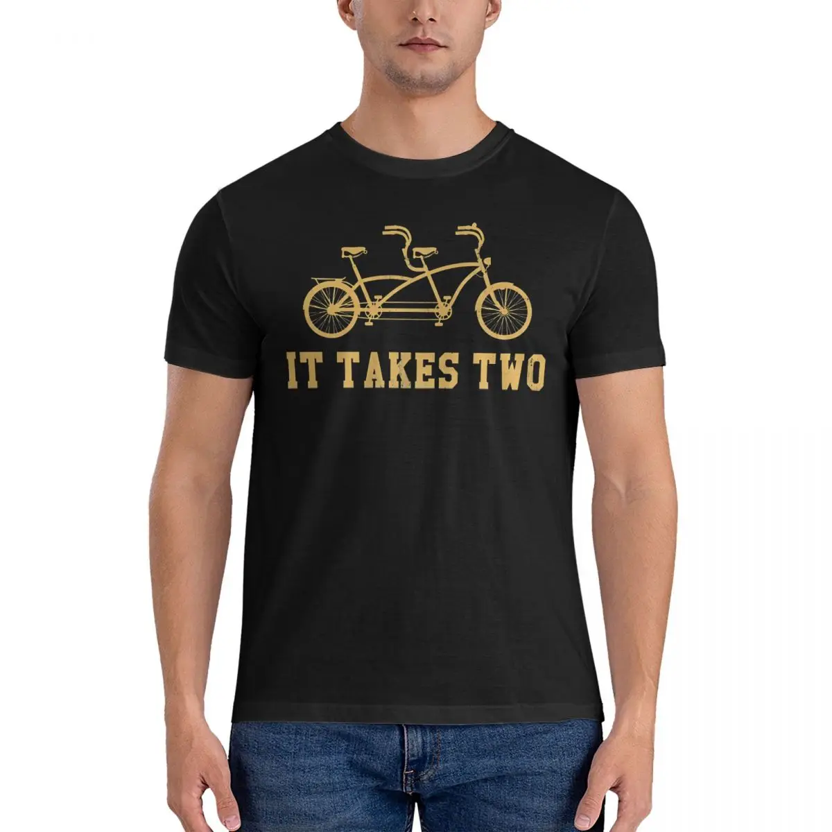 T-Shirt Da Uomo Tandem Bicycle Vintage Pure Cotton Tees Manica Corta Ci Vogliono Due Magliette Girocollo Top Classic