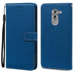 Premium Flip Leather Wallet Phone Case - Elegant and Functional Design for Honor 6X (2016) (Navy Blue)