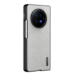 Leather Wood Pattern Slim Shockproof Protective Case for VIVO X FLIP (Gray)