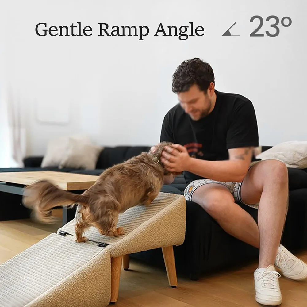 Foldable Dog Ramp with Footrest Stool Non-Slip Dog Vehicle Stair 13.8" High Large Pet Step Stair for Bed and Couch Accessibility