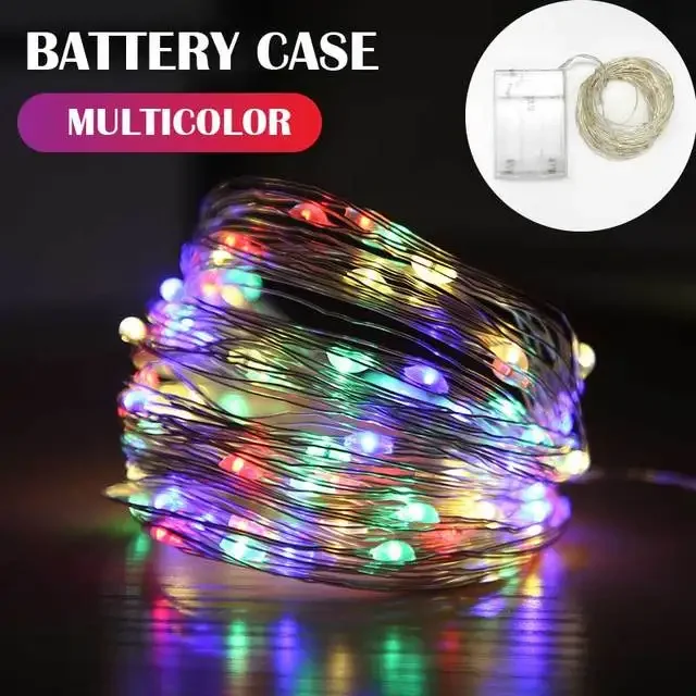 Guirnalda de luces LED de cobre con batería USB, 2/5/10/20 m, para decoración interior y exterior, para Navidad, bodas y fiestas