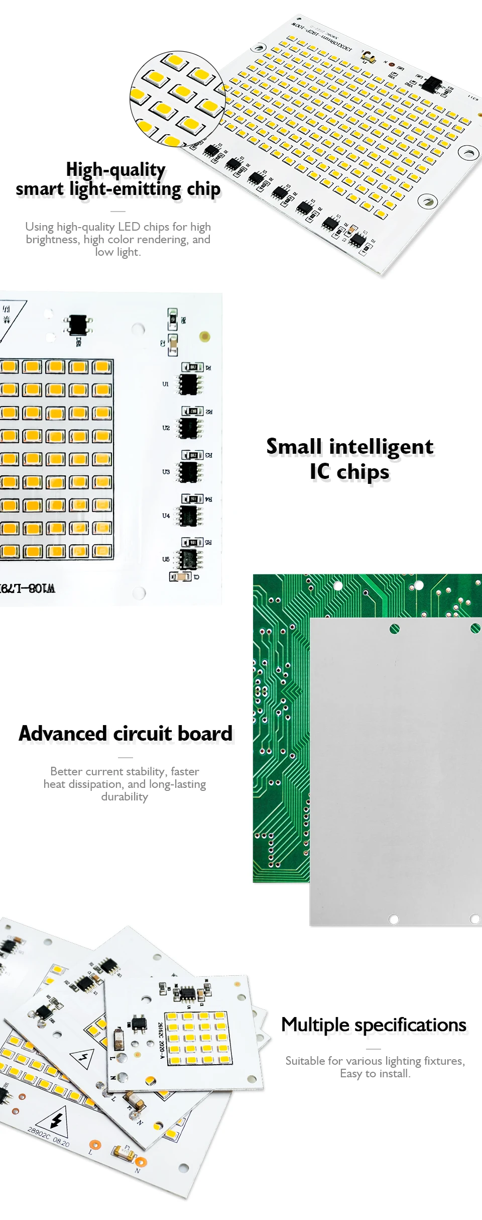 LED Chip Lamp Bead 10W 20W 30W 50W 100W LED 220V Smart IC No Need Driver DIY Flood Light Led Matrix Spotlight Outdoor Chip Lamp