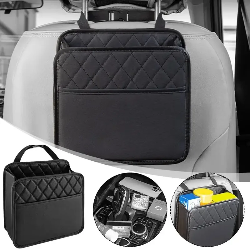 Car Multifunctional Storage Box Folding Leather Storage Bag Car Seat Back Bag